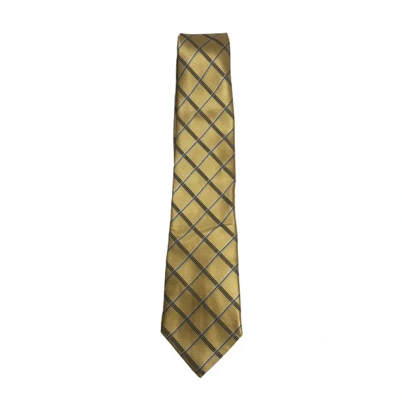 Chaps Yellow and Blues Plaid Silk Tie - Picture 4 of 15